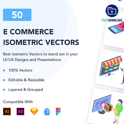 50 Ecommerce Isometric Vector