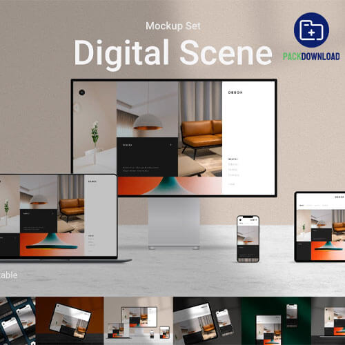 Digital Scene Psd Mockup Set